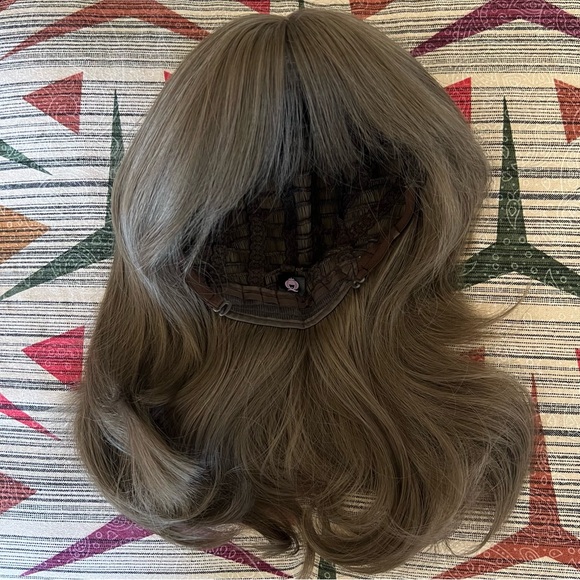 15” Light Brown Wavy Shoulder Length Synthetic Heat Resistant Wig With Bangs - Picture 8 of 11